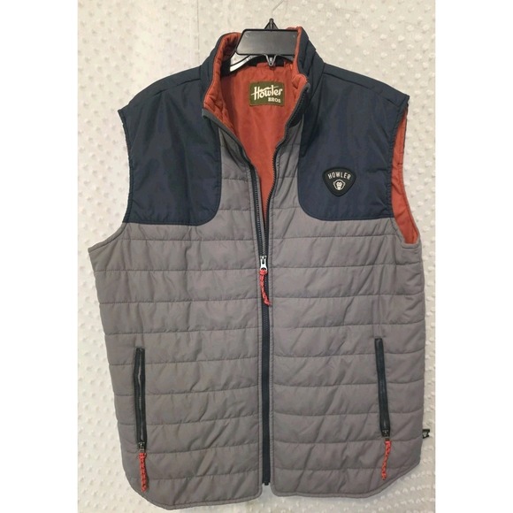 Howler Brothers Other - Howler Brothers Vest Mens Large Full Zip Quilted Primaloft Gorpcore Gray Orange